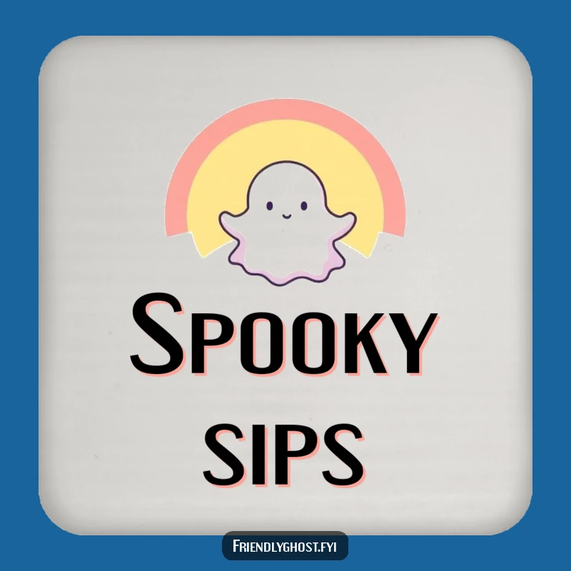 Funny Tiny Ghost Rainbow Drink Coaster: Protect Surfaces with Spectral Style