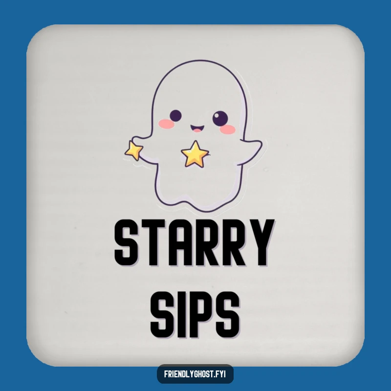 Funny Ghost Star Coasters: Protect Surfaces with Celestial Charm Gift