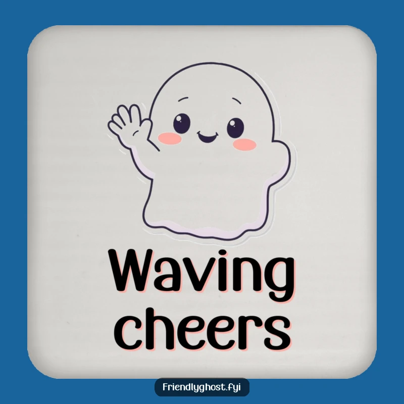 Funny Kawaii Ghost Waving Coaster - Protect Surfaces with Cute Charm Gift