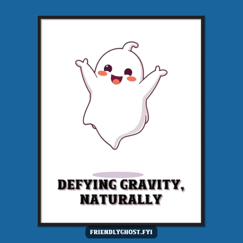 Funny Ghost Somesault Poster - Whimsical Wall Art Gift
