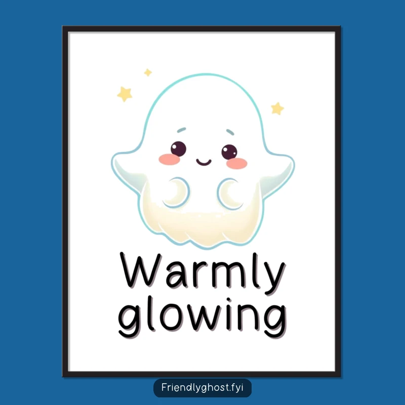 Funny Comforting Ghost Poster - Warm Glow Art for Peaceful Spaces