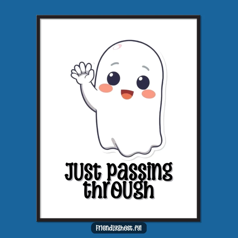 Funny Friendly Ghost Poster: Cheerful Wave Art - Whimsical Wall Decor Funny Gift