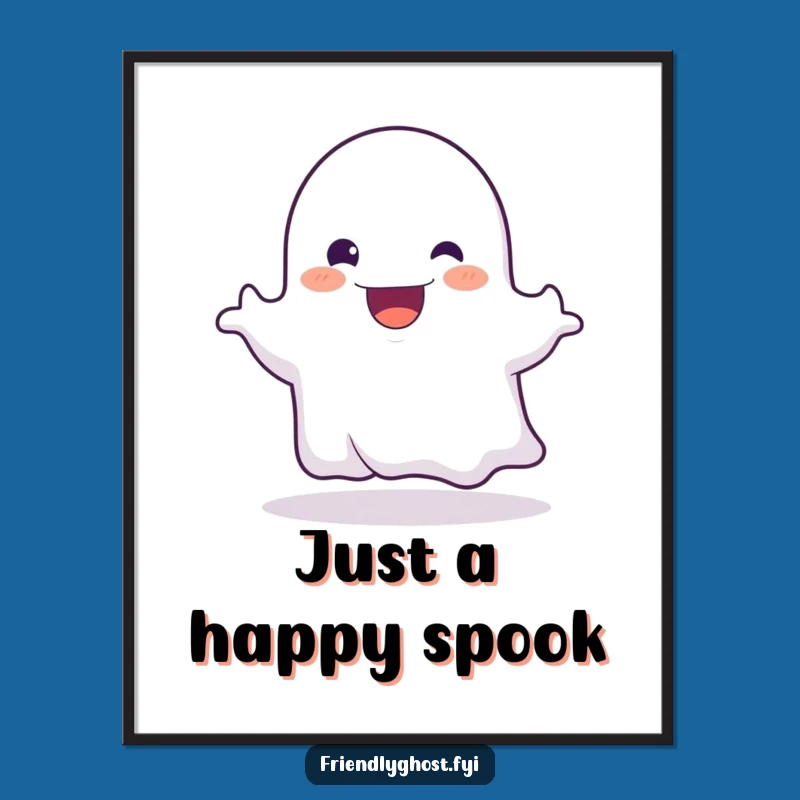 Funny Ghost Booing Poster - Happy Spooky Wall Art for a Cheerful Home