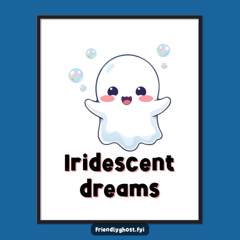 Funny Ghost Bubble Blower Poster: Dreamy Art, Hilarious Wall Decor for Whimsical Homes