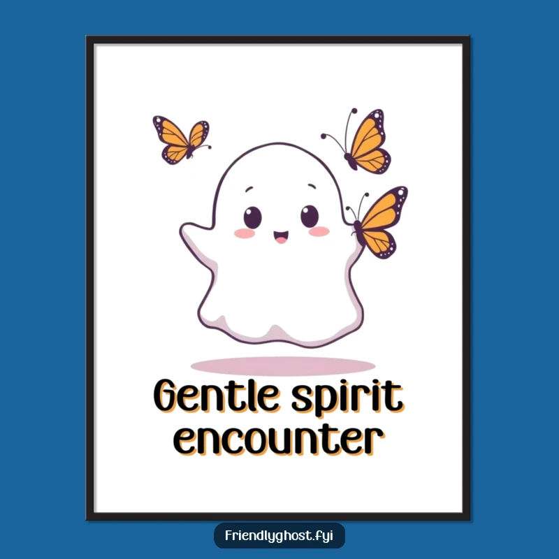 Funny Ghost Butterfly Surprise Poster: Whimsical Shocked Art, Perfect Gift for Decor