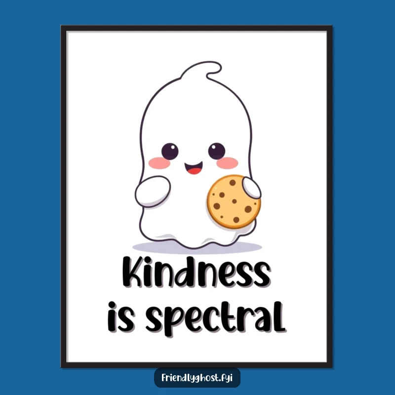 Funny Ghost Cookie Poster: Cute Character Sharing Treat Smile Art, Gift!
