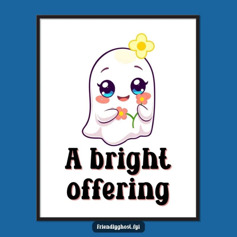 Funny Ghost Flower Bearer Poster: Gentle Art, Hilarious Wall Decor for Kind Spaces