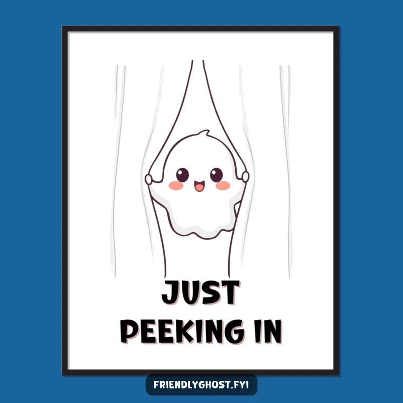 Funny Ghost Peek Poster: Whimsical Wall Art for a Playful Atmosphere
