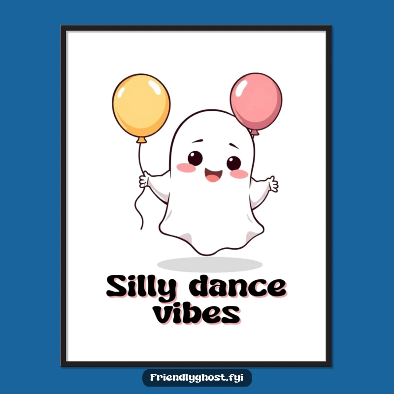 Funny Giggling Ghost Balloon Poster: Silly Character Art for Joyful Spaces