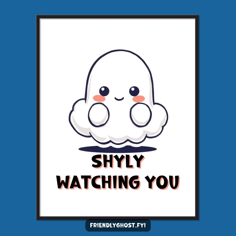 Funny Shy Ghost Cloud Poster - Gentle Wall Art for a Calm Space Gift
