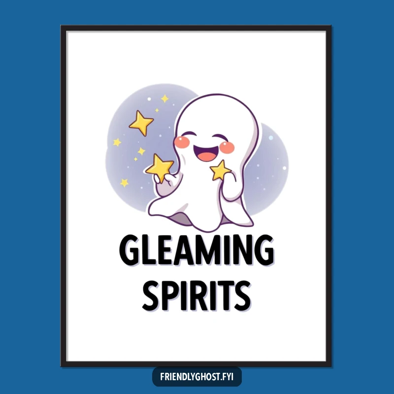 Funny Ghost Child Star Poster - Whimsical Giggling Ghost Art, Gift Idea