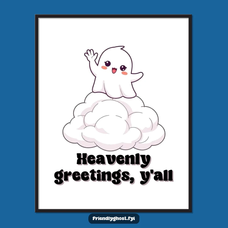 Funny Waving Ghost Cloud Poster: Heavenly Wall Art for Your Space
