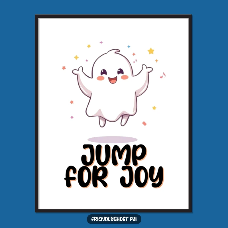 Bring the party to your walls with this funny ghost poster. The smiling ghost jumping with confetti is pure spectral excitement.