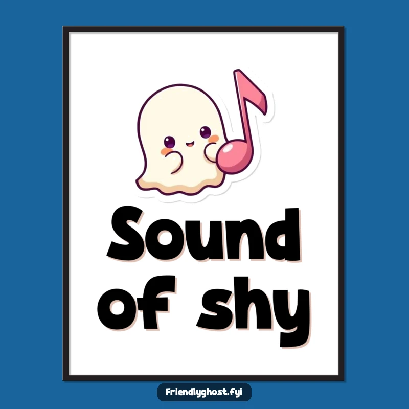 Funny Shy Ghost Music Print: Peeking Phantom Art, Gentle Wall Decor
