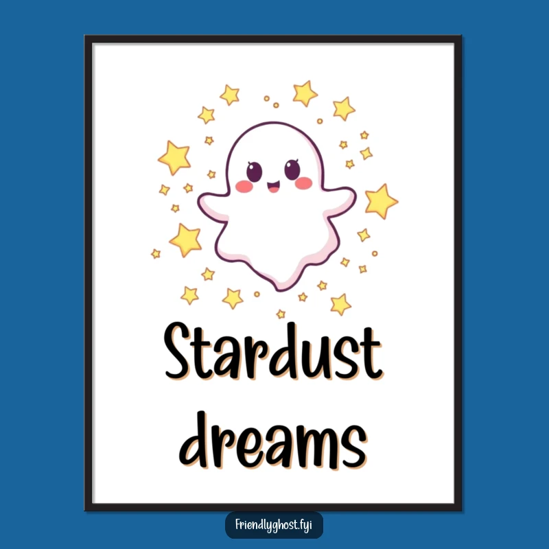 Funny Happy Ghost Stars Poster: Joyful Character Art for Dreamy Spaces
