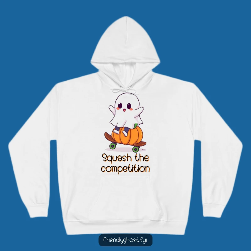Cozy Funny Ghost Pumpkin Skateboard Hoodie: Warm and Spooky Style