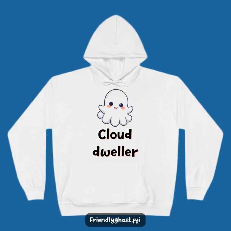 Cozy Funny Little Ghost Cloud Peek Hoodie: Snuggle Up with Spectral Mystery