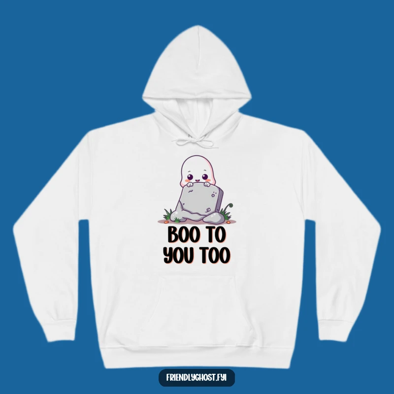 Funny Ghost Peeking Tombstone Hoodie - Cozy Spooky Sweatshirt for Halloween Fans