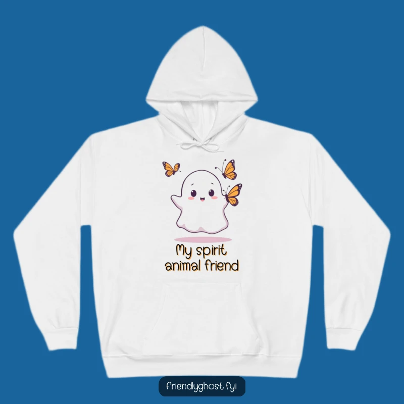 Funny Ghost Butterfly Surprise Hoodie: Cozy Shock, Nature's Visit, Perfect Gift