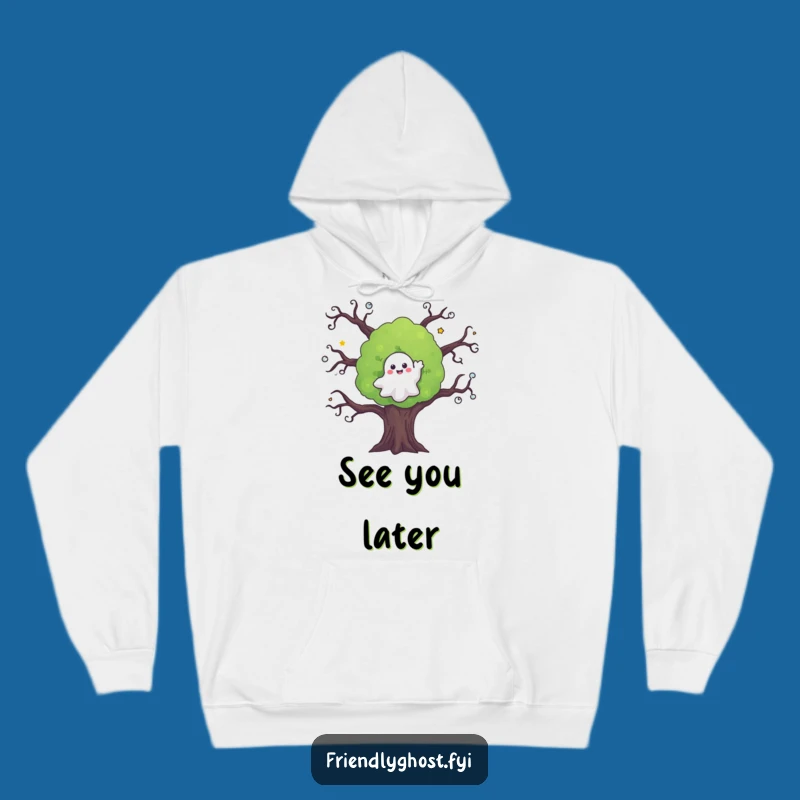Cozy Funny Ghost Waving Tree Hoodie: Warm and Spooky Apparel