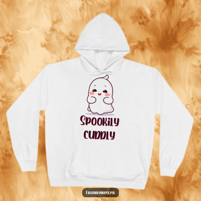 Funny ghost hug hoodie with a cheerful character giving a comforting hug, a warm and humorous apparel gift.