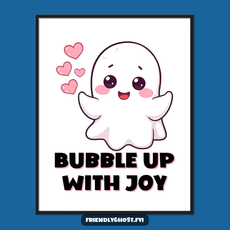Funny Free Printable Wall Art: Ghost Heart Bubbles, Whimsical Downloadable Decor!