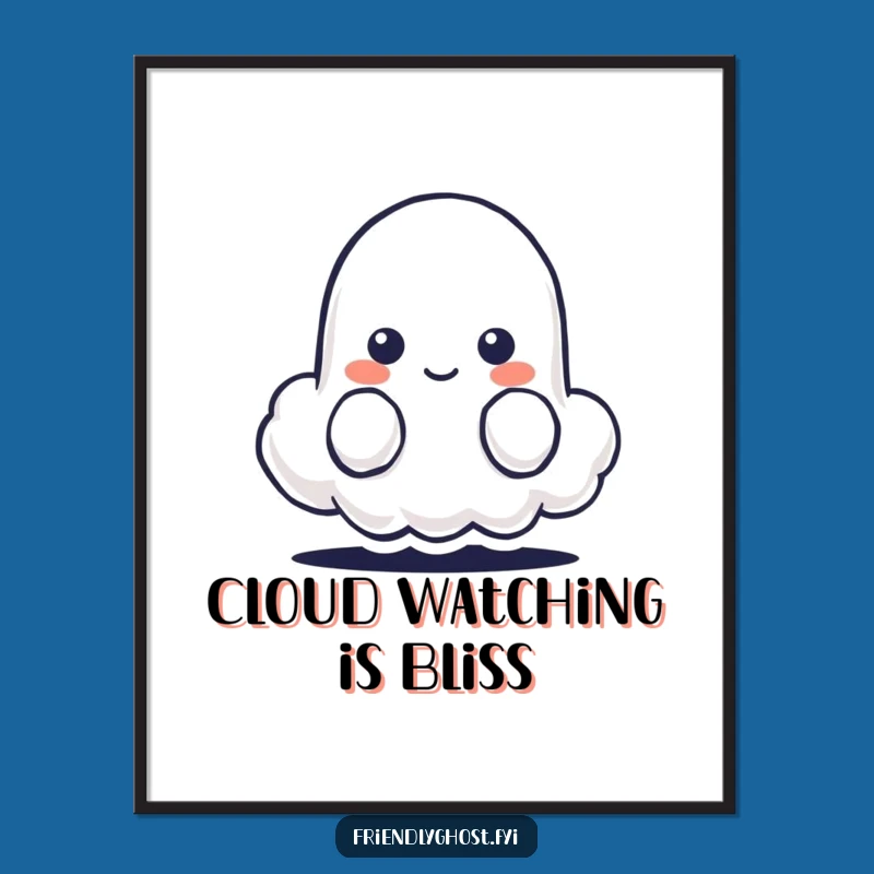 Shy Ghost Art Free Printable: Peek-a-Boo Friend Downloadable Wall Decor