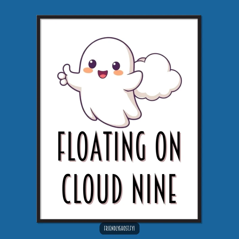 Free Printable Ghost Cloud Art - Cheerful Cartoonish Downloadable Decor