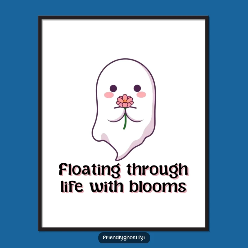 Free Printable Wall Art: Gentle Ghost with Flower, Serene Downloadable Art Gift