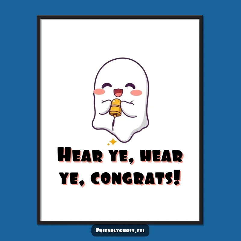 Free Printable Wall Art: Delighted Ghost Rings Bell - Festive Decor