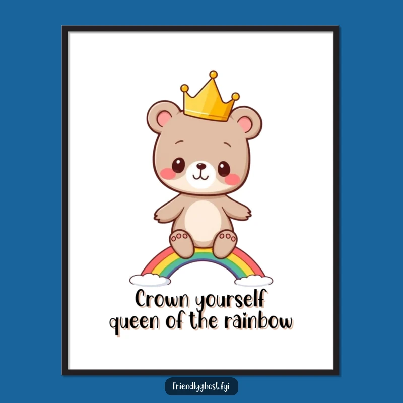Free Printable Wall Art: Funny Bear Cub Rainbow - Downloadable Art for Kids!