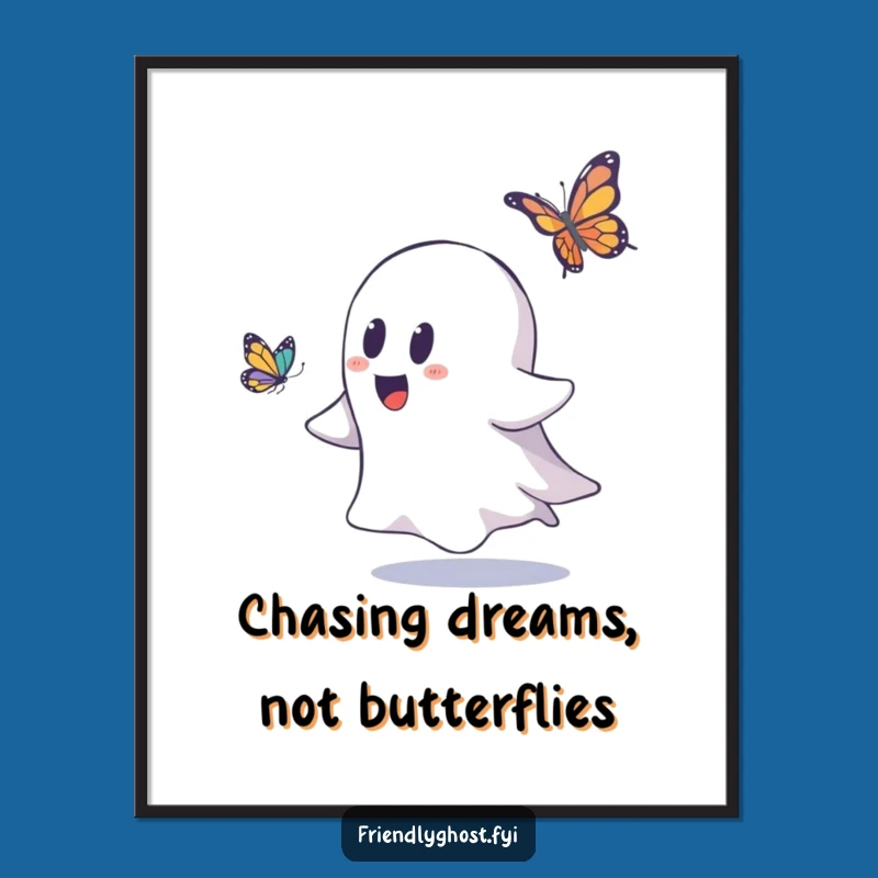 Free Printable Wall Art: Funny Ghost Butterfly Chase Downloadable Art