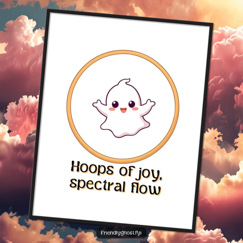 Funny Free Printable Wall Art showcasing a ghost masterfully floating through a hoop, adding a whimsical and athletic touch to any wall.