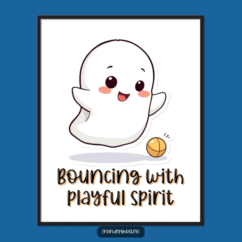 Free Printable Wall Art: Mischievous Bouncing Ghost, Playful Downloadable Decor