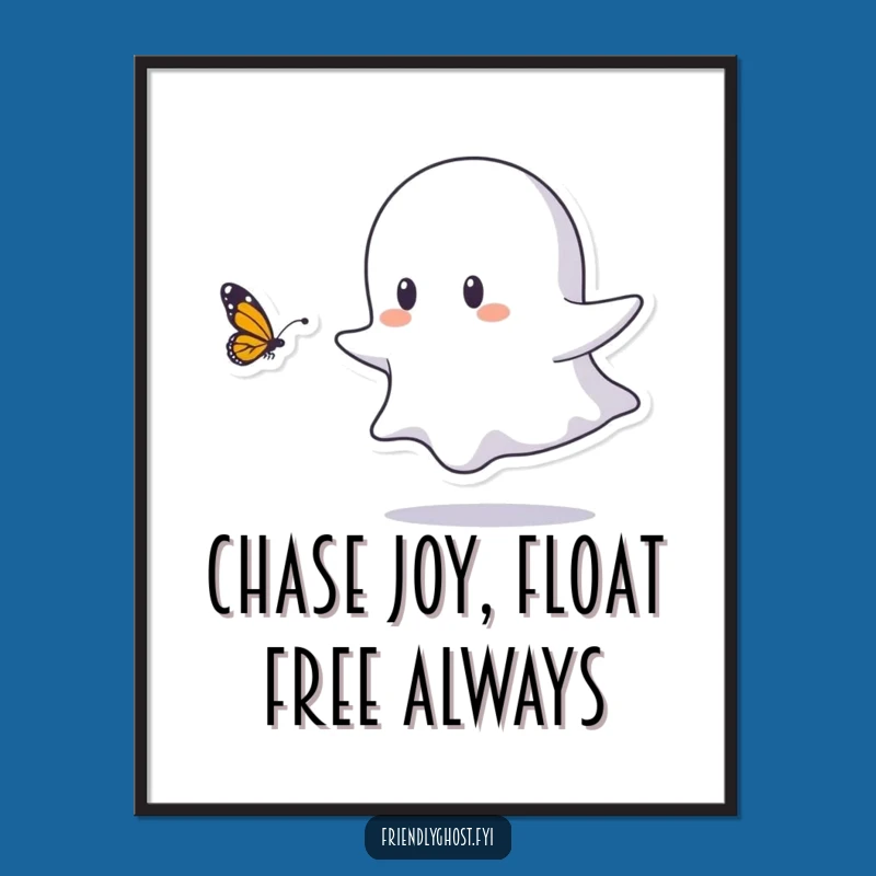 Funny Free Printable Wall Art: Ghost Butterfly Chase Playful Downloadable Decor