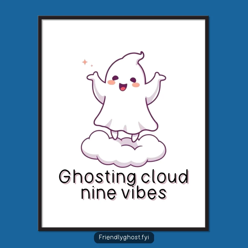 Funny Free Printable Wall Art: Ghost Jigging on Cloud, Quirky Downloadable Decor