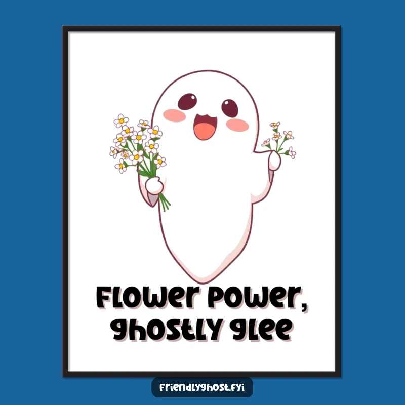 Funny Free Printable Wall Art: Ghost with Flowers, Whimsical Downloadable Decor!