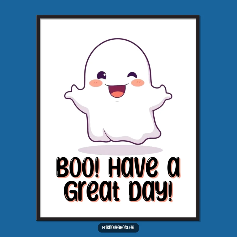 Funny Ghost Art Free Printable: Happy Boo Downloadable Wall Decor