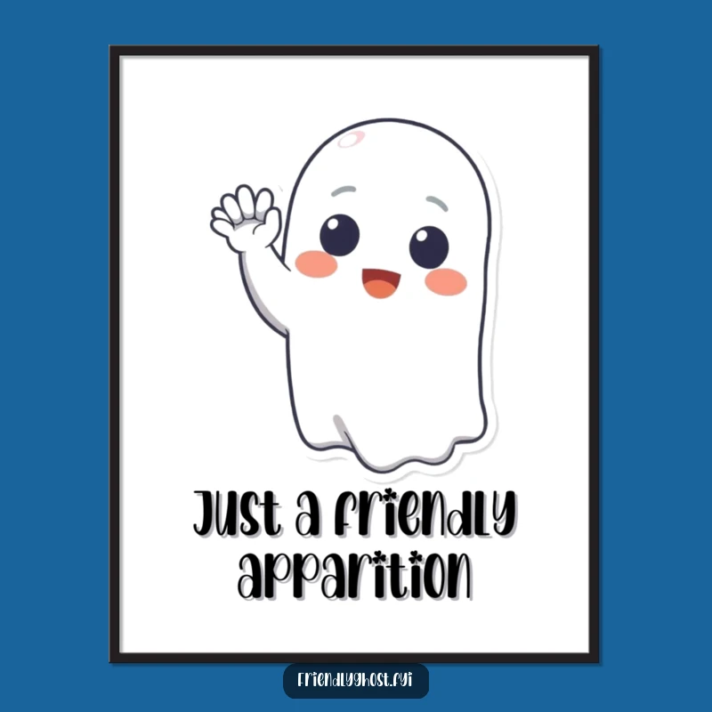 Free Printable Wall Art: Friendly Waving Ghost, Whimsical Downloadable Decor