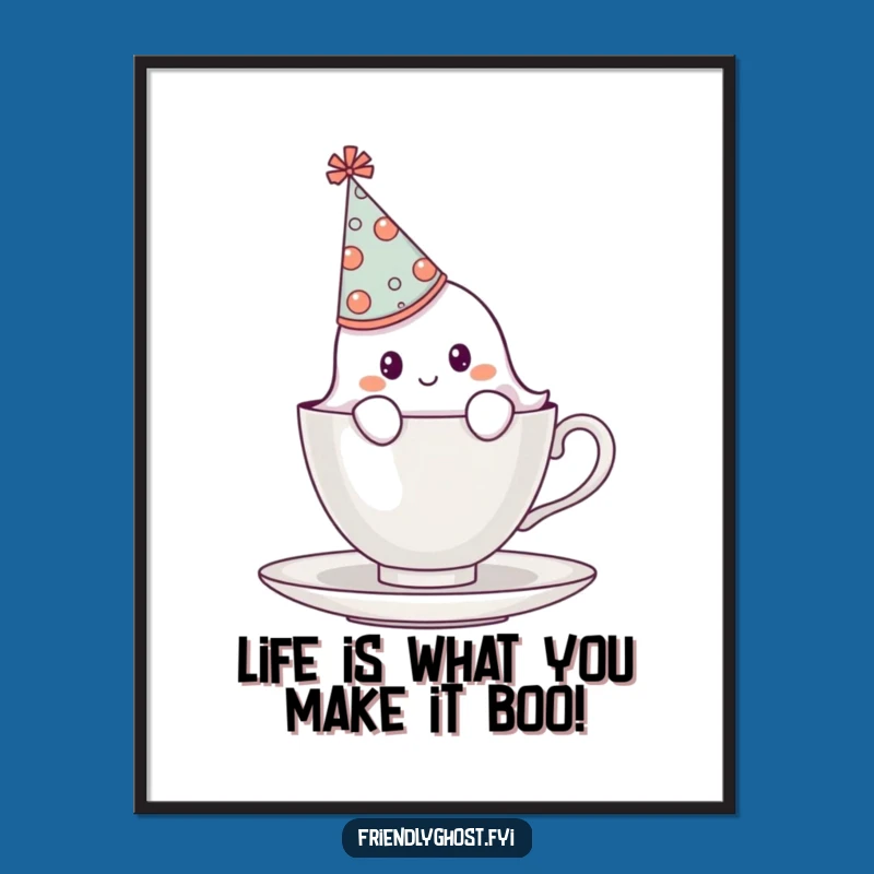 Free Printable Wall Art: Shy Ghost Teacup Humor Funny Downloadable Decor