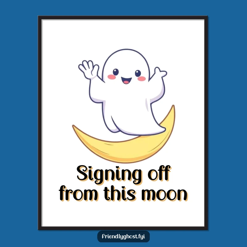 Funny Free Printable Wall Art: Ghost Moon Wave - Spooky Decor!
