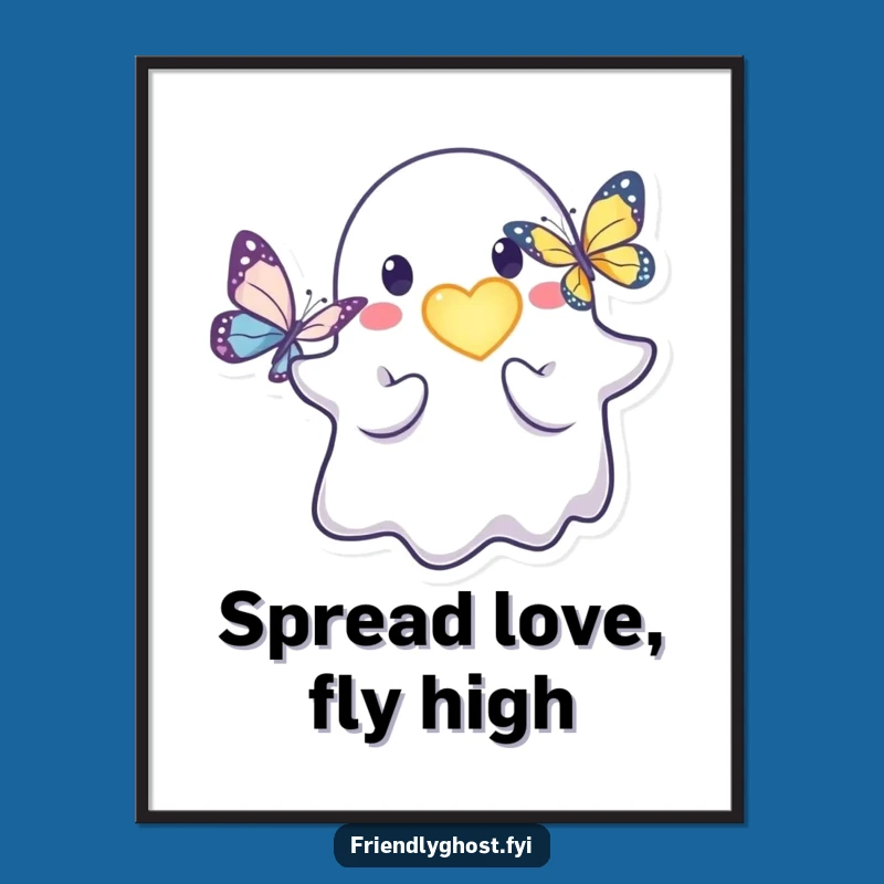 Funny Free Printable Wall Art: Ghost Heart Butterfly - Gentle Downloadable Decor Gift