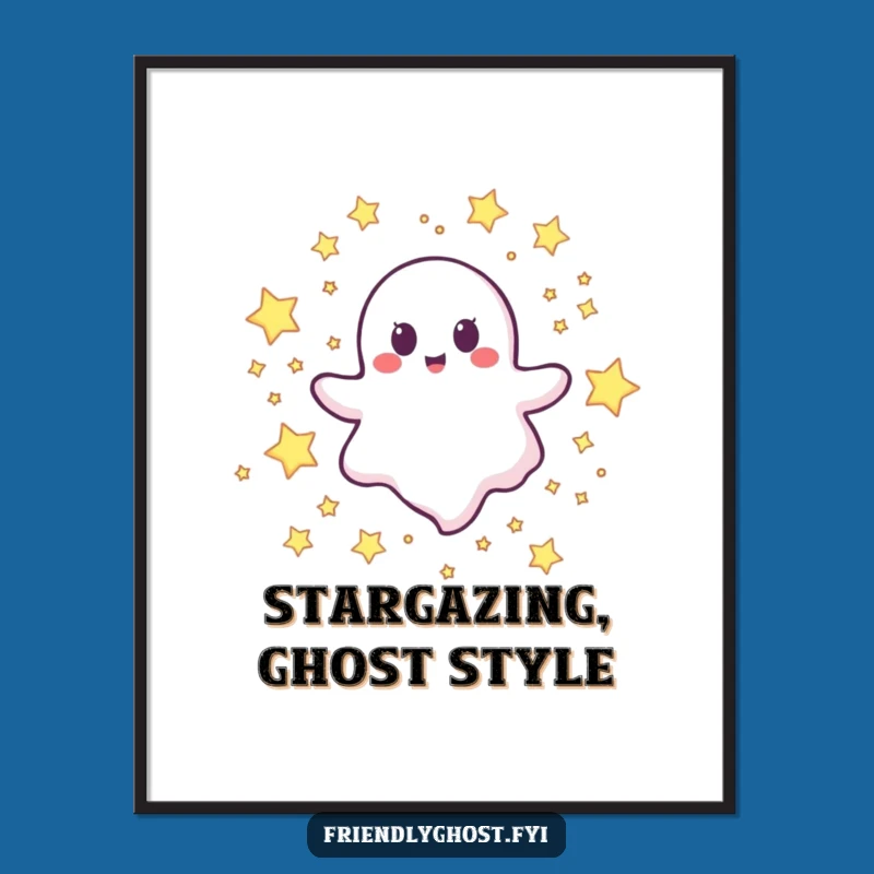 Funny Free Printable Wall Art: Happy Ghost Star Float - Downloadable Decor Gift