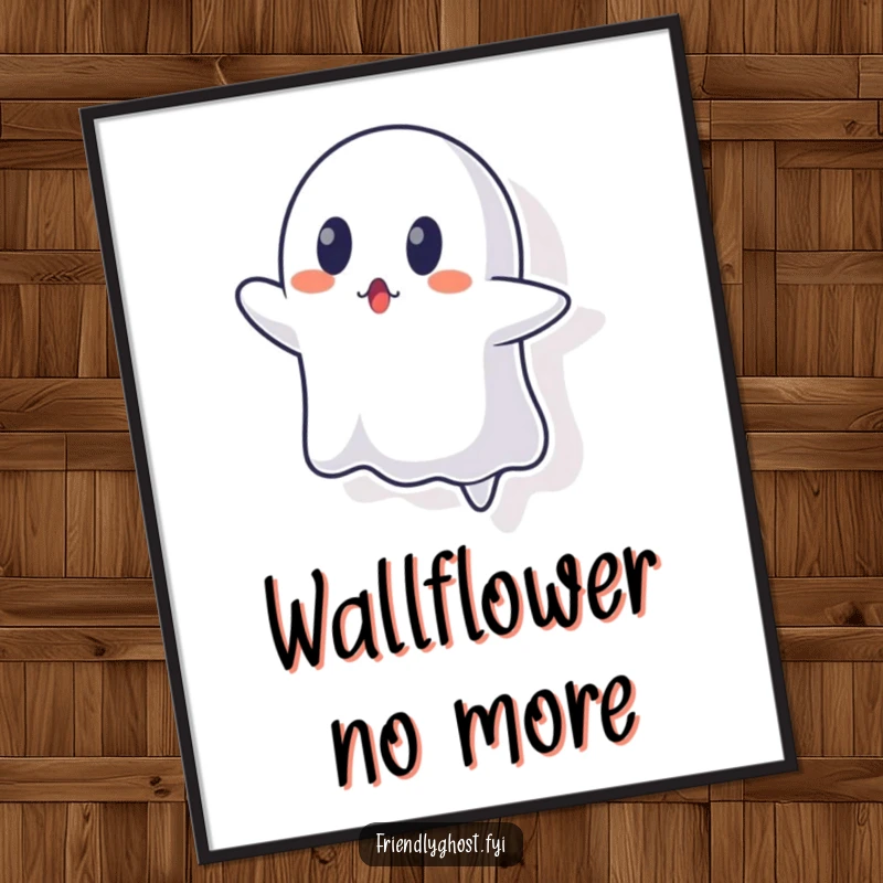 Funny Free Printable Wall Art: A ghost character looking surprised while attempting to float through a solid wall.