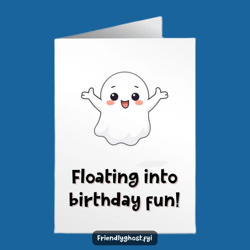 Happy Ghost Birthday Card Free Printable: Joyful Float Downloadable Gift
