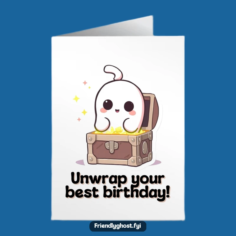 Free Printable Birthday Card: Curious Ghost Finds Treasure, Downloadable Gift!