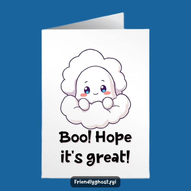 Free Printable Birthday Card: Curious Ghost Peeking, Funny Ghost Downloadable Gift