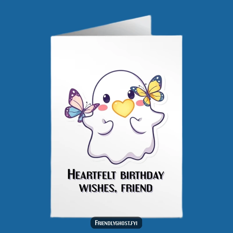 Free Printable Birthday Card: Ghost Heart Butterfly - Sweet Downloadable Gift