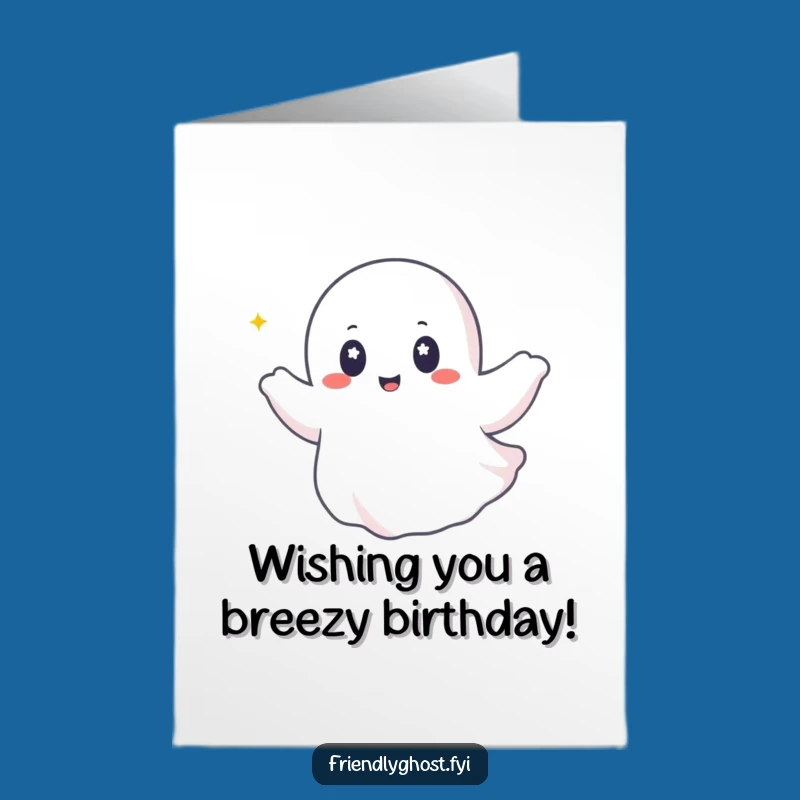 Free Printable Birthday Card: Ghost Riding Breeze Fun Downloadable Gift