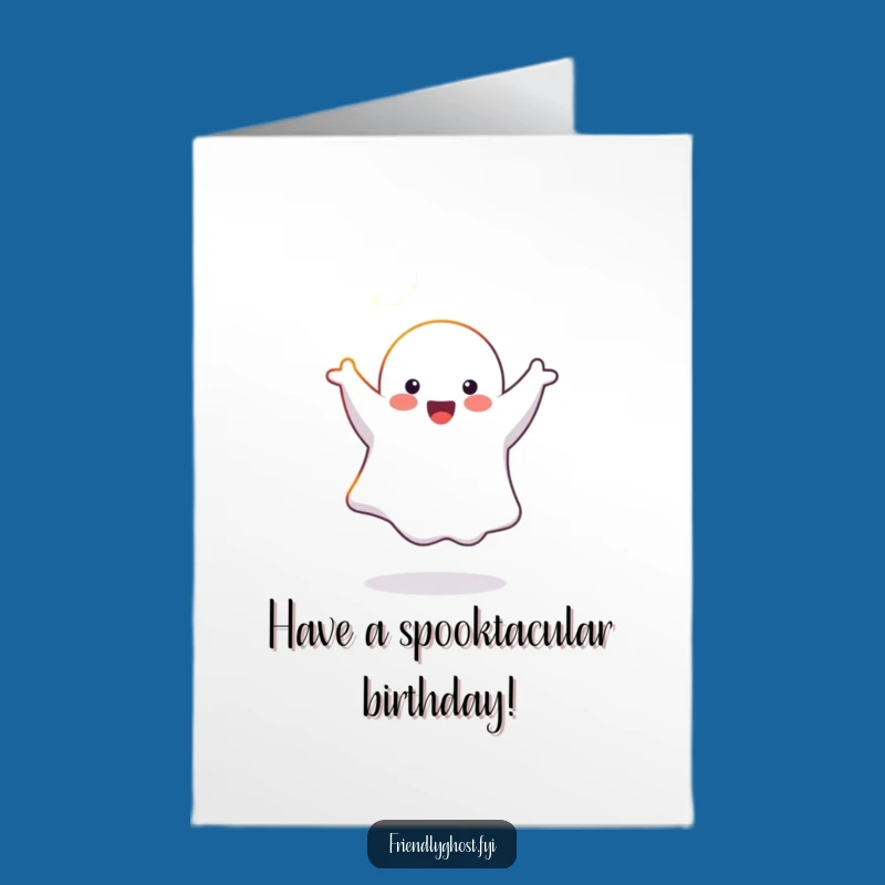 Free Printable Birthday Card: Joyful Ghost Cartwheeling, Fun Downloadable Gift!
